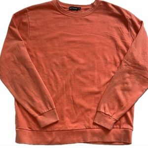 Pretty Little Thing Distressed Orange Crewneck Sweatshirt Soft Knit Size M